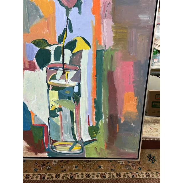 Marius L. Bosc Rose in Vase, Reflections in Water Oil Painting, Signed For Sale - Image 9 of 12