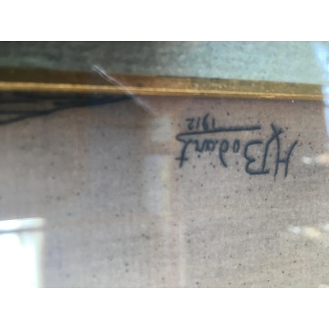 Charcoal Antique Painting by Henry Bodard, 1910s For Sale - Image 8 of 18