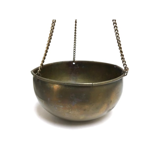 19th Century 19th Century Antique Brass Hanging Balance Scale Weigh Tool For Sale - Image 5 of 9