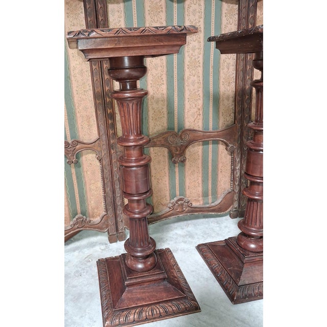19th Century Renaissance Walnut Side Tables, Set of 2 For Sale - Image 6 of 8