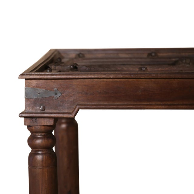 1930s Rustic Farmhouse Reclaimed Wood Antique Door Dining Table For Sale In Houston - Image 6 of 8