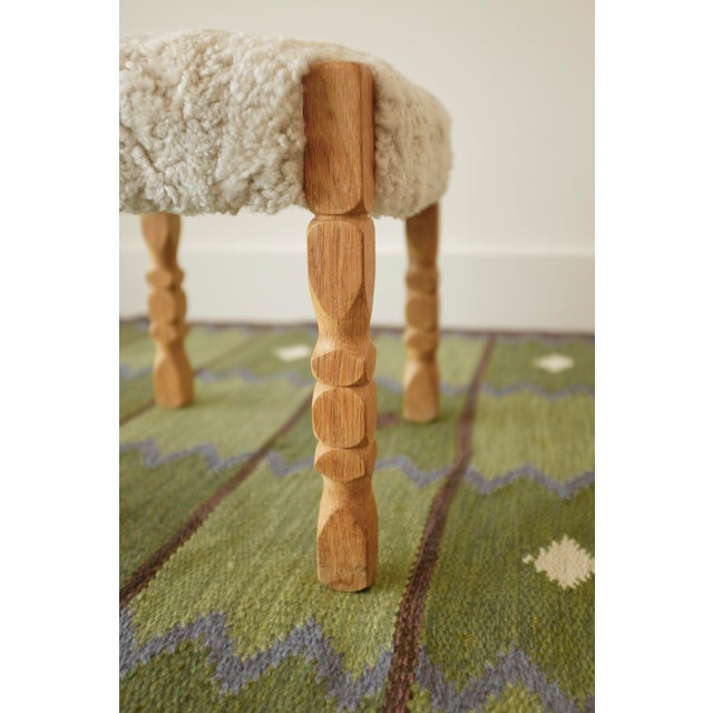 1950s 1950s Scandinavian Modern Sheepskin Stool For Sale - Image 5 of 10