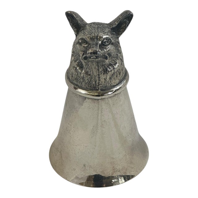 Vintage Silverplate Foxhead Stirrup Cup For Sale