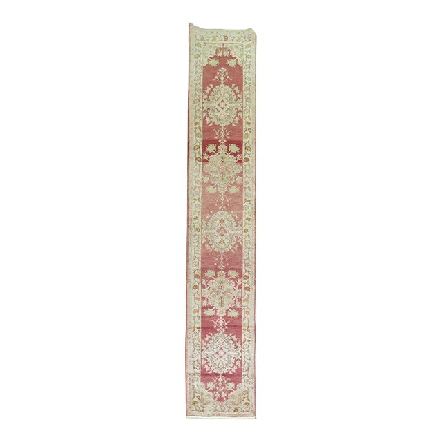Mid 20th Century Zabihi Collection Narrow Red Turkish Runner - 2'1" x 11'9" For Sale