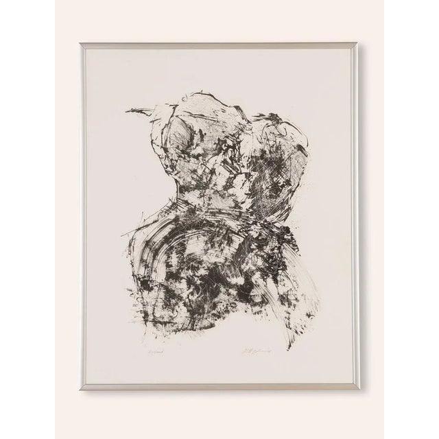 Detlef HAGENBÄUMER "Rose". B/W woodcut on thick paper. Limited edition and signed by hand. Ready to hang framed in an...