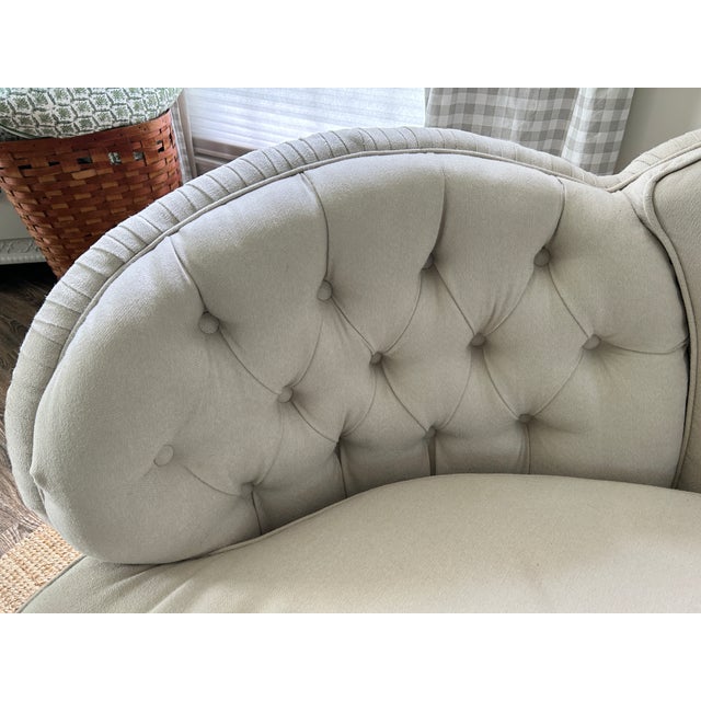Vintage Reupholstered Tufted Kidney Sofa For Sale - Image 4 of 11