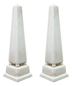 Neoclassical, White Marble, Obelisks on Pedestals, France, 1920s