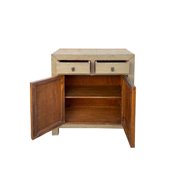 Add a touch of whimsical charm to your space with this Distressed Gray Color 2 Drawers Doors Moon Face End Table...