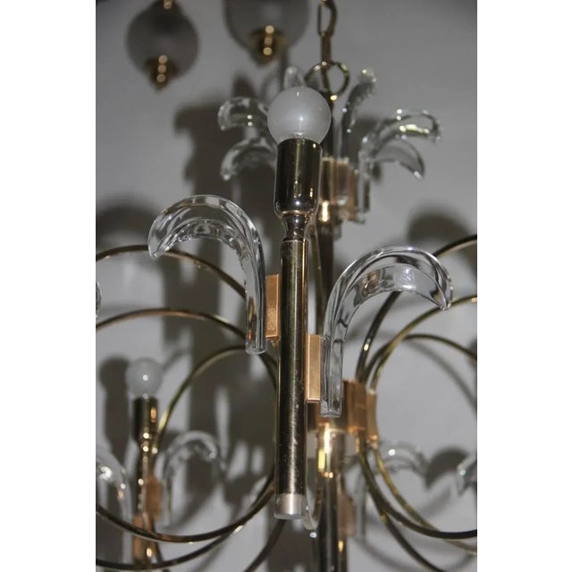 Vintage Italian Crystal & Brass Sculptural Chandelier by Gaetano Sciolari, 1970s For Sale - Image 6 of 11