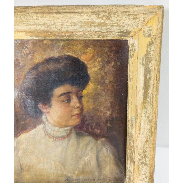 Early 20th Century Portrait Painting of an Italian Lady With Inscription For Sale - Image 4 of 9