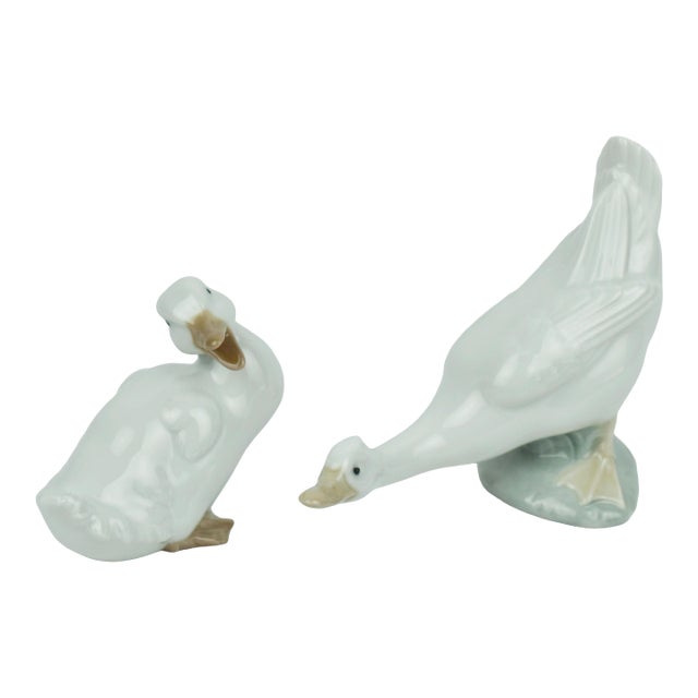Vintage Handcrafted Nao by Lladro Porcelain Duck and Goose Figurines - Set of 2 For Sale