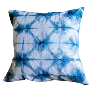 Hand Dyed Indigo Shibori Pillows - Set of 4 For Sale