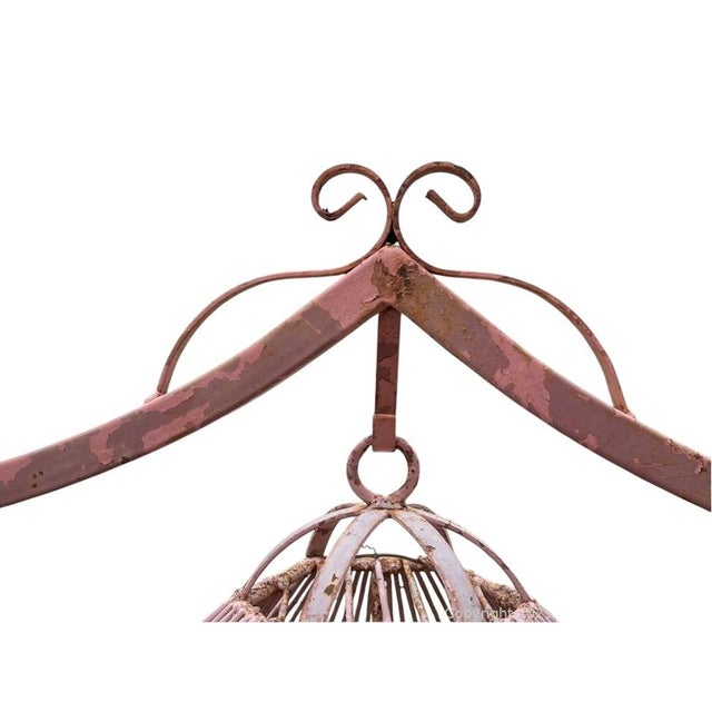 Vintage Iron Birdcage on Stand For Sale - Image 4 of 6