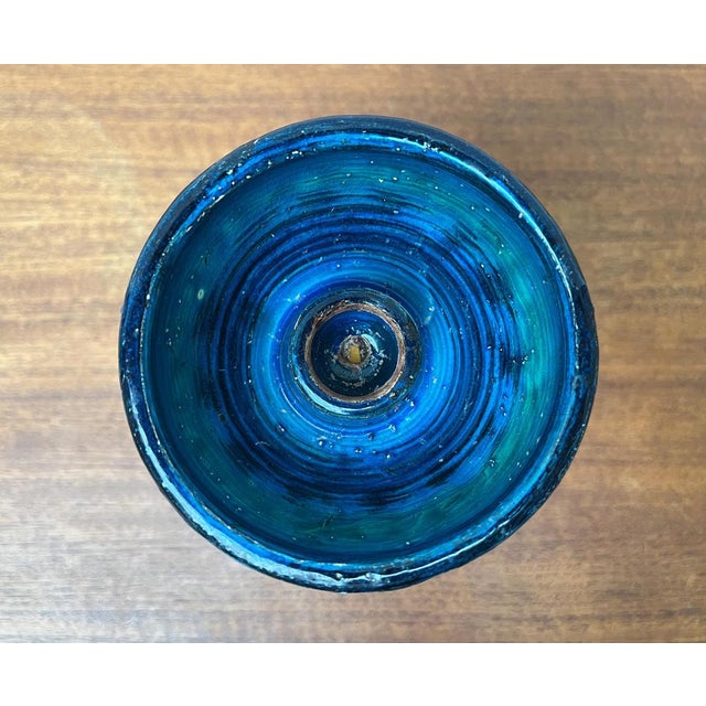 Mid-Century Rimini Blu Pottery Candleholder by Aldo Londi for Bitossi, Italy, 1960s For Sale - Image 11 of 14