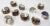 Set of ten (10) tiger cowrie shell napkin rings of varying pattern and size. Natural age wear. Each ring is a slightly...