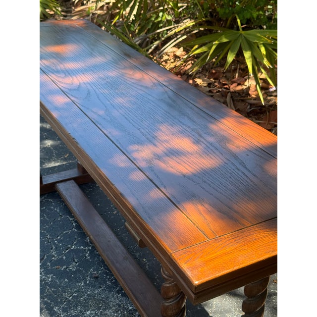 1970s Vintage Ethan Allen Barley Twist Expandable Console Dining Table For Sale - Image 5 of 12