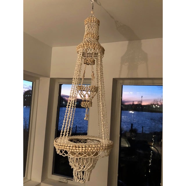 Shell 1970s Large Vintage Seashell Chandelier / Hanging Plant Hanger - Boho Chic For Sale - Image 7 of 9