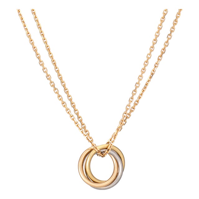 Cartier Double Chain Mini Trinity Necklace 18k Yellow Gold 16" Choker Estate For Sale