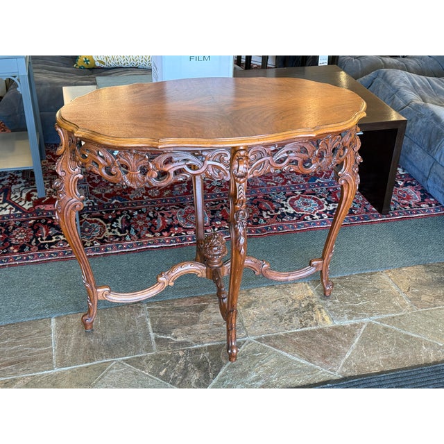 Italian Hand Carved Walnut Side Table For Sale - Image 9 of 12