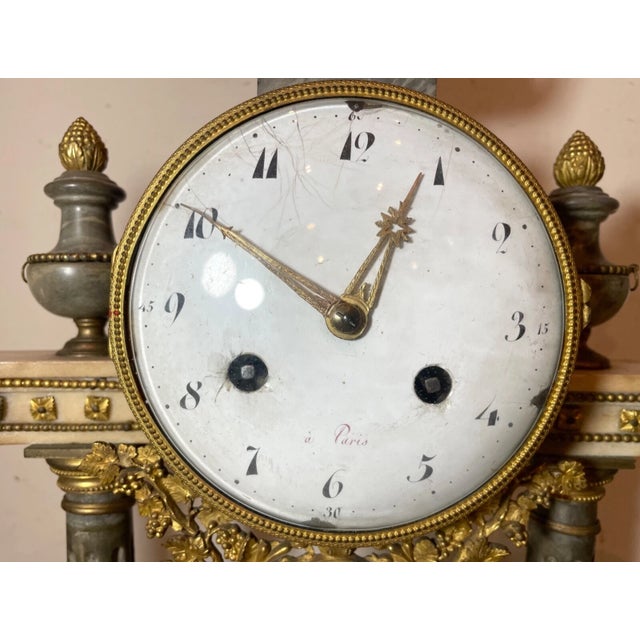 Antique 19th C French a Paris Louis XVI Ornate Ormolu Bronze Marble Mantle Clock For Sale - Image 12 of 16