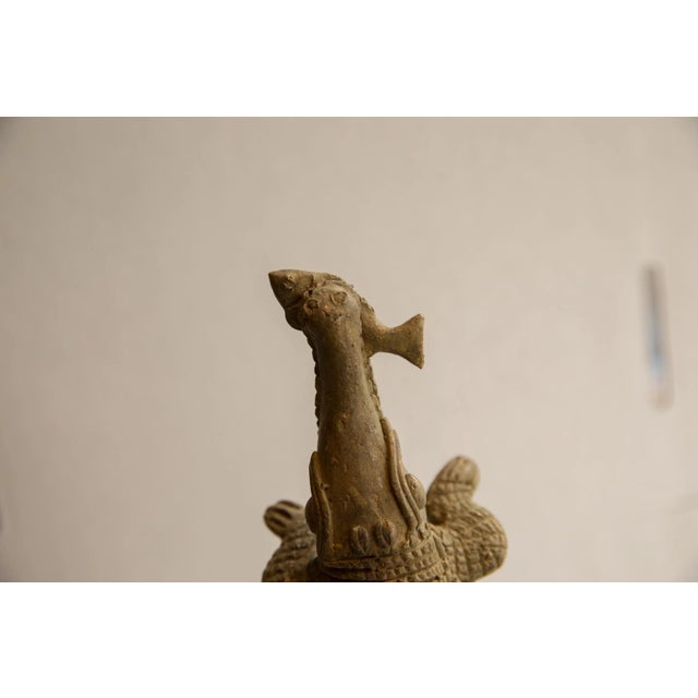 African Vintage African Crocodile With Fish Sculpture For Sale - Image 3 of 7