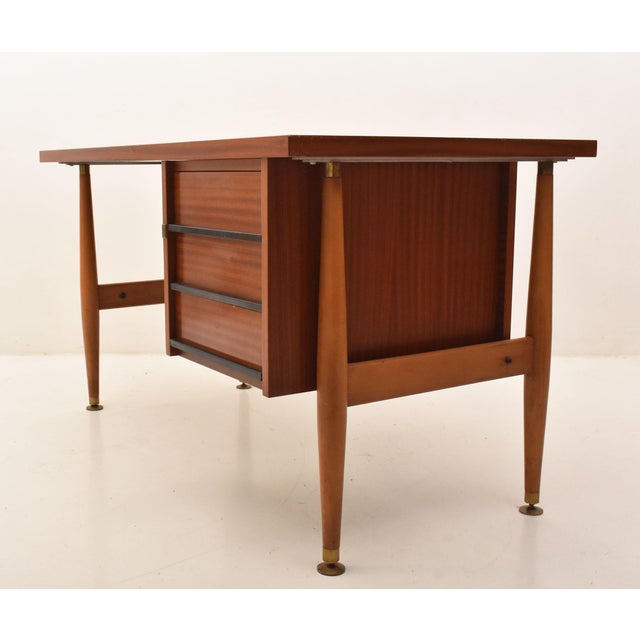 1960s Vintage Italian Desk in Beech, 1960s For Sale - Image 5 of 11