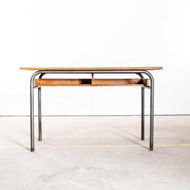 Mid-Century French Double School Desk from Mullca, 1960s For Sale - Image 3 of 9