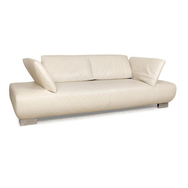 Leather Sofa Set in White Cream from Koinor Volare, Set of 2 For Sale - Image 4 of 14