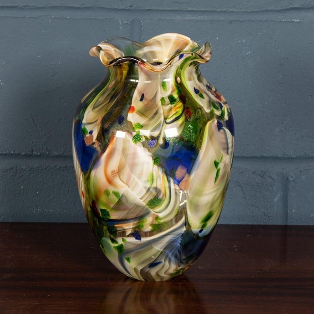 Vintage Italian Hand Blown Millefiori Glass Vase, Murano, 1990s For Sale - Image 15 of 18