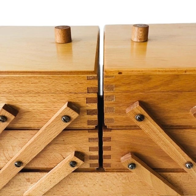 Mid-Century Modern Danish Folding Wooden Sewing Box, 1960s For Sale - Image 4 of 11