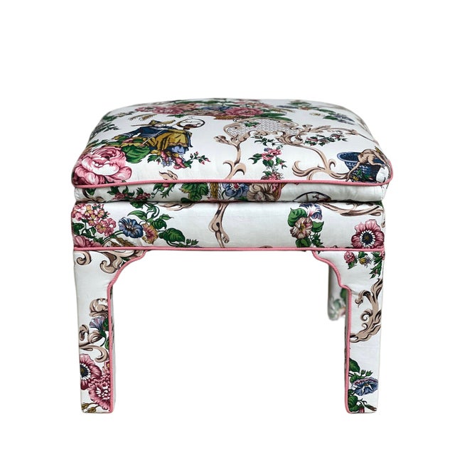 1980s Pair of Large Vintage Benches Upholstered in Scalamandre For Sale - Image 5 of 12