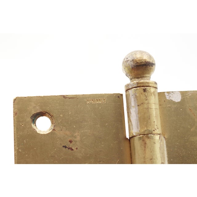 Pair of Vintage 4.5 X 4.5 In. Brass Plated Steel Door Hinges For Sale - Image 4 of 5