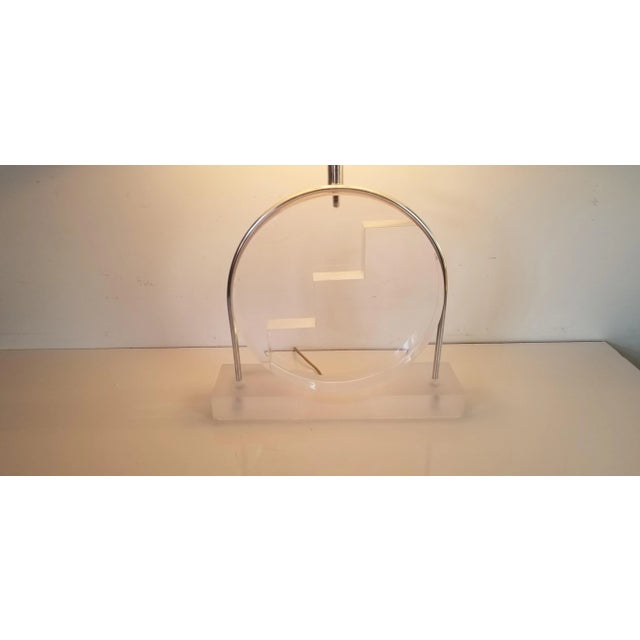 1970's Karl Springer Style French Lucite Table Lamp For Sale - Image 9 of 10
