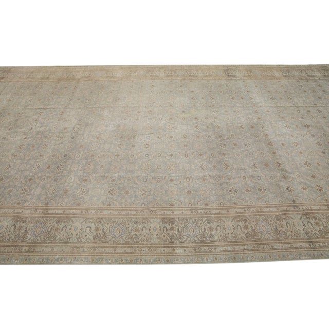1900 - 1909 1900s, Antique Persian Agra Grey Handmade Wool Rug With Allover Design For Sale - Image 5 of 7