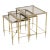 Mid 20th Century Set of 3 Brass Mirrored Border Glass Tops Nesting Tables For Sale