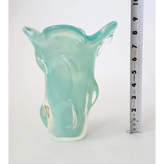 Mid-Century Modern Murano Vase Blue Glass Signed For Sale - Image 3 of 11