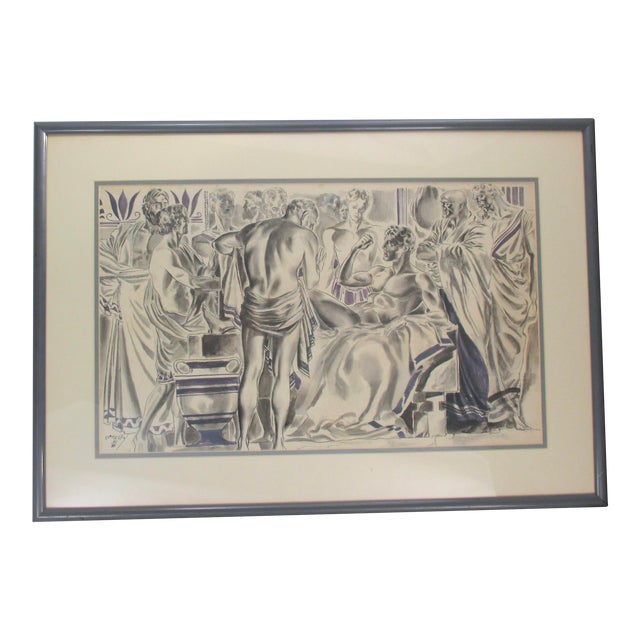 Floherty Drawing Circa 1950s "Greeks" For Sale