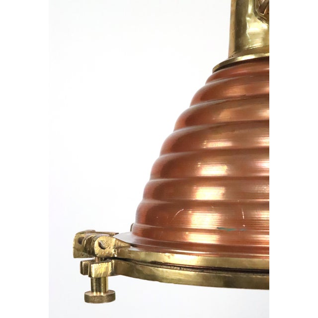 Mid 20th Century Wiska Nautical Copper & Brass Beehive Wiska Spotlight Pendant Light For Sale In New York - Image 6 of 13