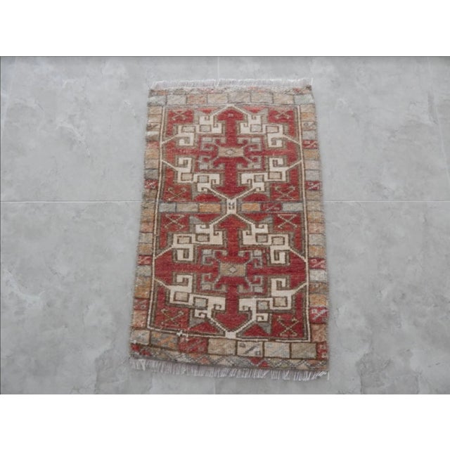 Distressed low pile Yastik faded rug. Handwoven with high quality pure wool. Excellent condition. From TURKEY. Works well...