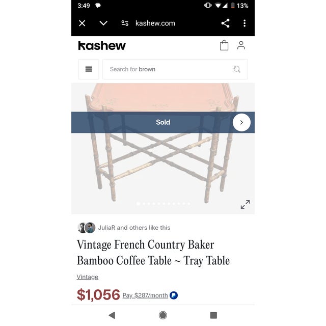 Vintage Chinoiserie Scalloped Tray Table With Tortoiseshell Faux Bamboo Base Made by Baker Furniture For Sale - Image 10 of 10