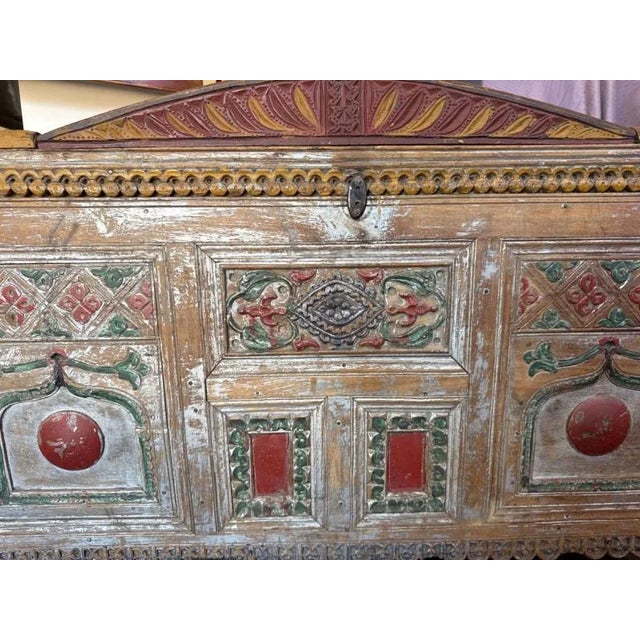Wood Antique European Folk Art Dower Chest For Sale - Image 7 of 13
