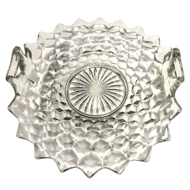 Fostoria Vintage Fostoria American Clear 2056 Double Handled Glass Muffin Tray For Sale - Image 4 of 8