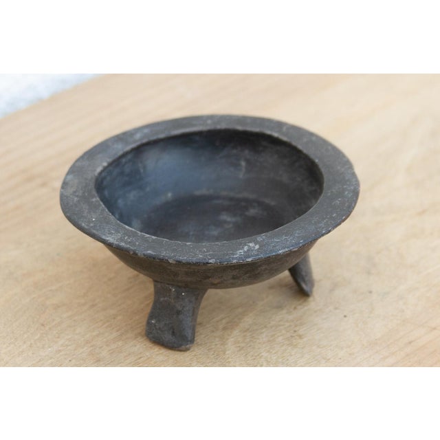 Small Vintage Black Clay Tripod Bowl For Sale - Image 4 of 6