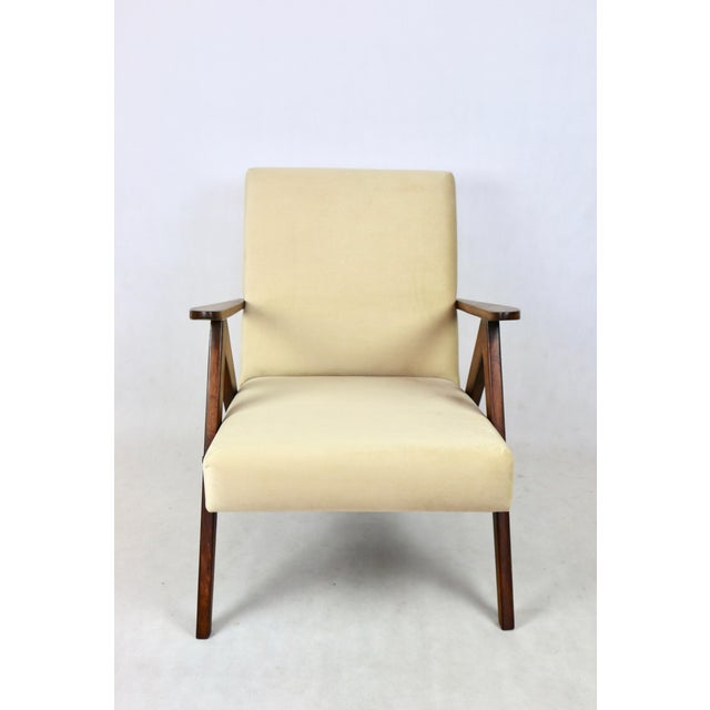 Model B-310 Armchair in Beige Light Velvet, 1970s For Sale - Image 11 of 12