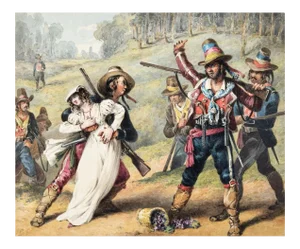 The Kidnapping - Original Ink and Watercolor by Neapolitan Master - 1800 19th Century