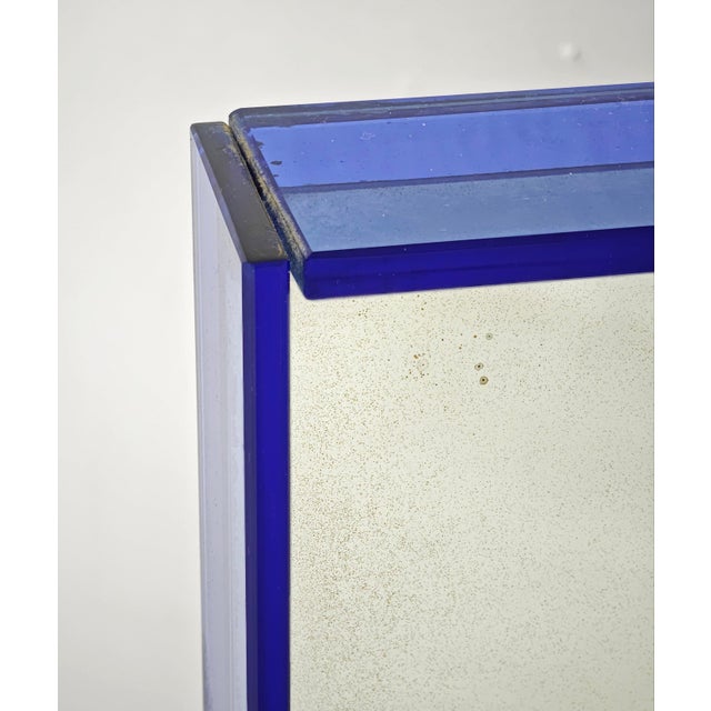 Mid-Century Modern Crystal Art Glass Blue Wall Mirror, Italy, 1960s For Sale - Image 15 of 16
