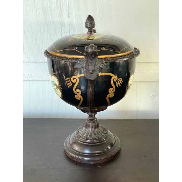 Late 20th Century Vintage Hand Painted Maitland Smith Enamel Lidded Urn For Sale - Image 5 of 8