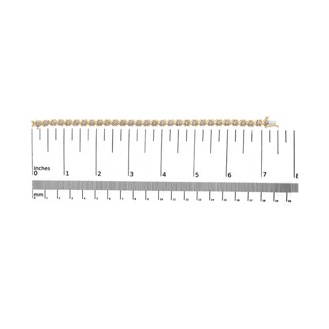 Early 21st Century 10K Yellow Gold 1/2 Cttw Diamond Alternating X-Link Bracelet For Sale - Image 5 of 5