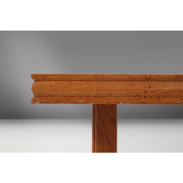 Art Deco Oak Coffee Table with Sculpted Details, Belgium, 1940s For Sale - Image 10 of 12