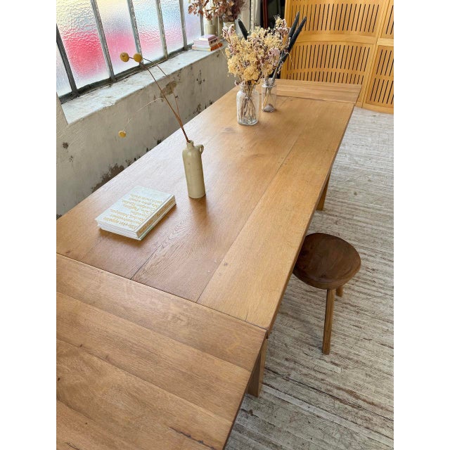 Brown Vintage Oak Farm Table with Extensions, 1960s For Sale - Image 8 of 18